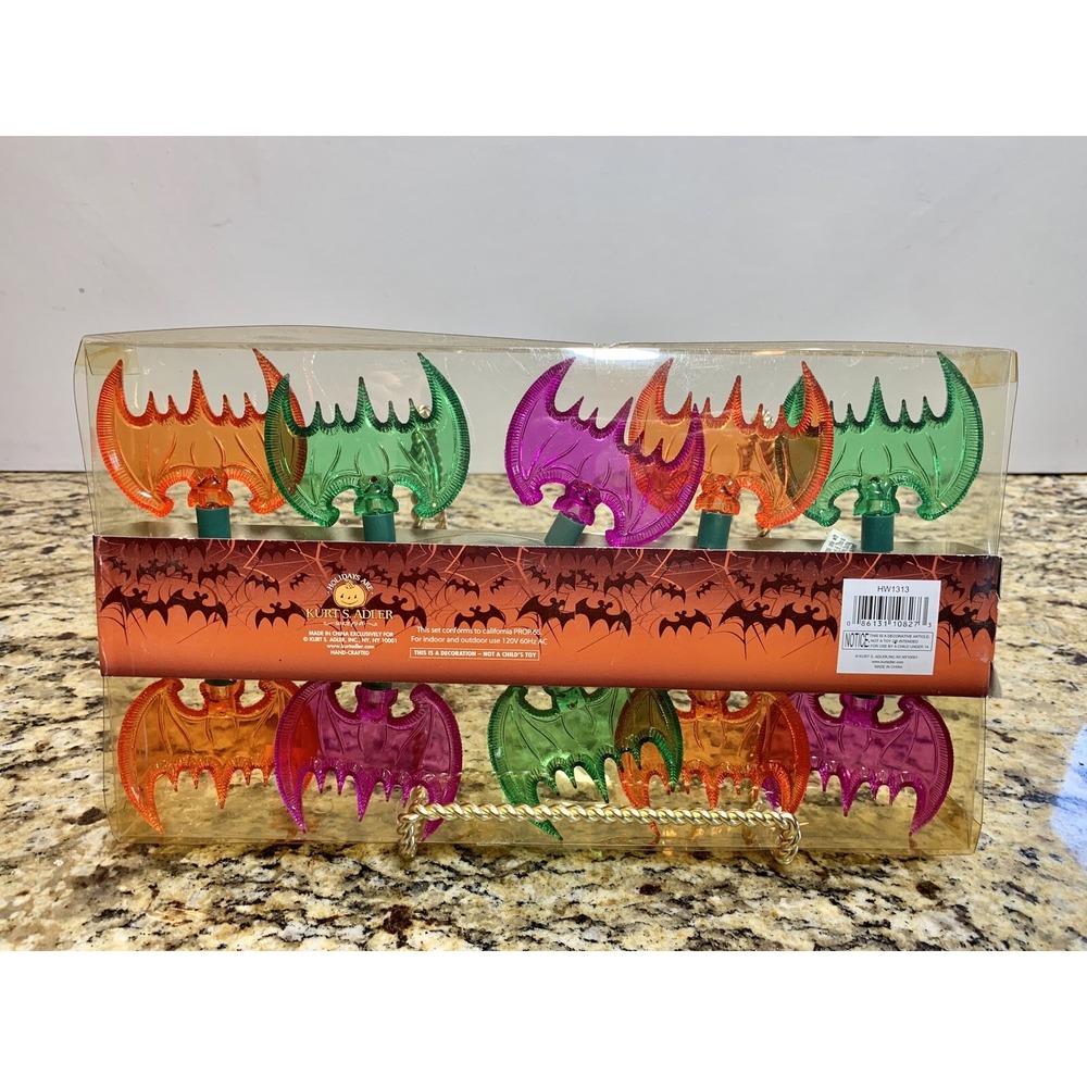 KURT ADLER 10L BATS Halloween String Light Set *NEW* ( 9 Sets AVAIL) Multicolor - Picture 2 of 4